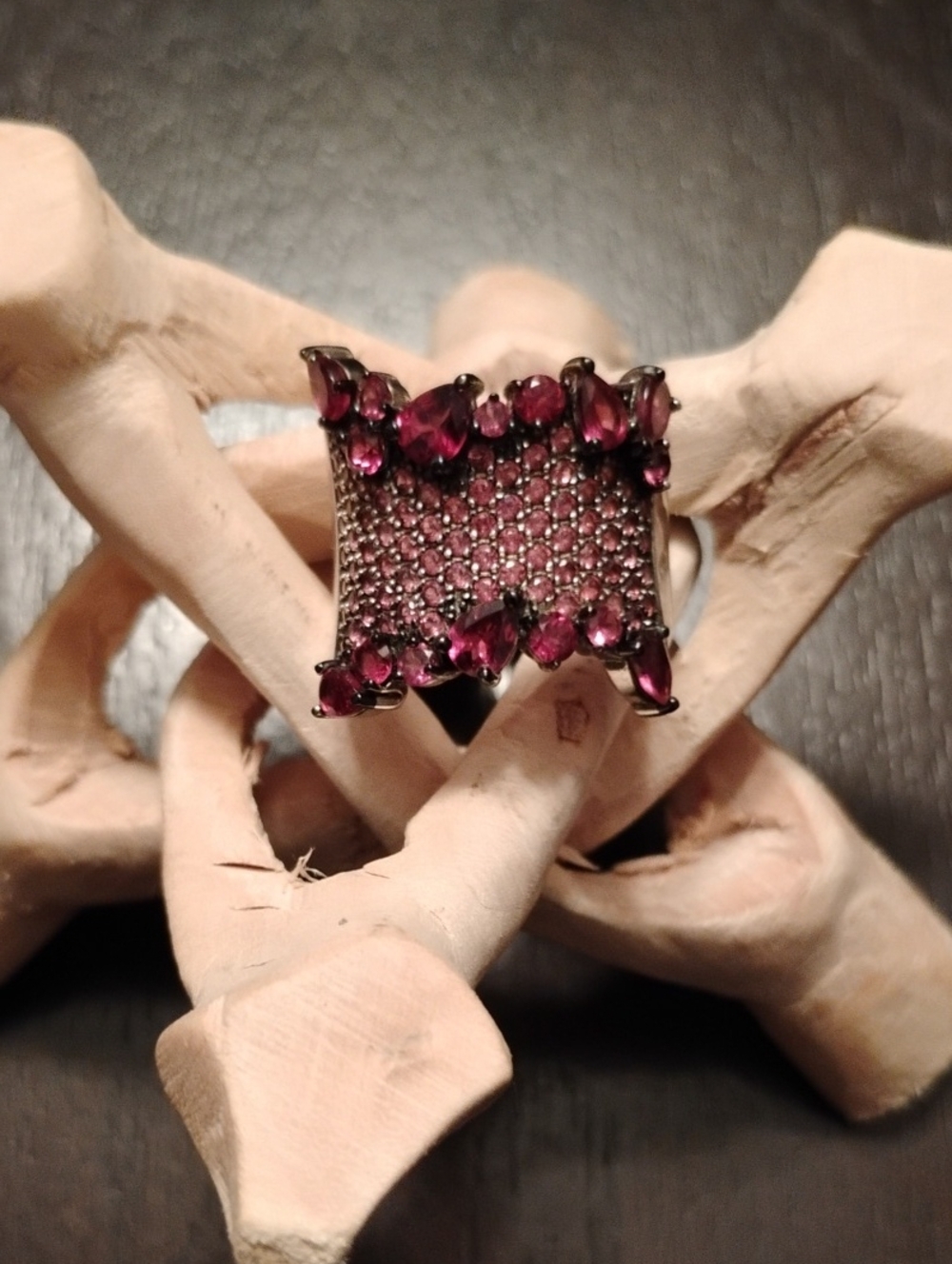 Sparkly Garnet Ring In Rhodium Over 925 Sterling Silver
